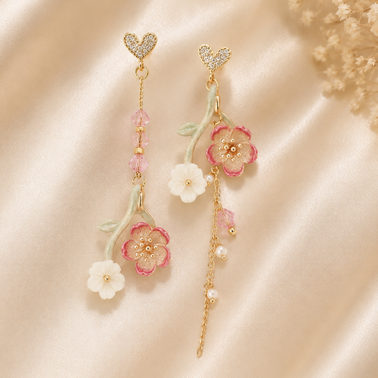 Korean Romantic Cherry Blossoms Flower Earrings