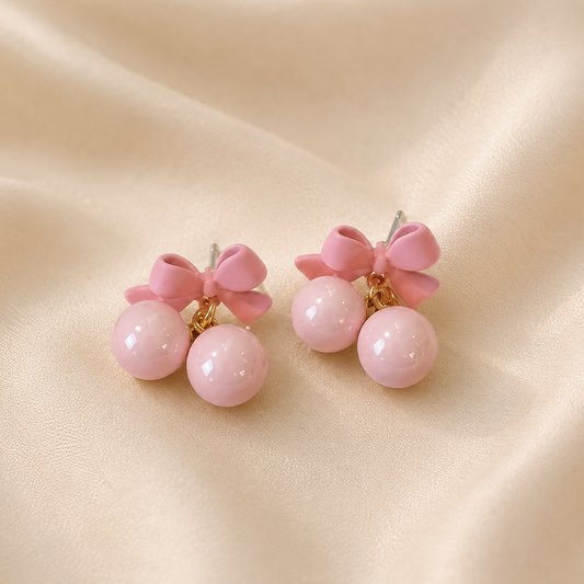 Pearls Beaded Bow Shaped Studs