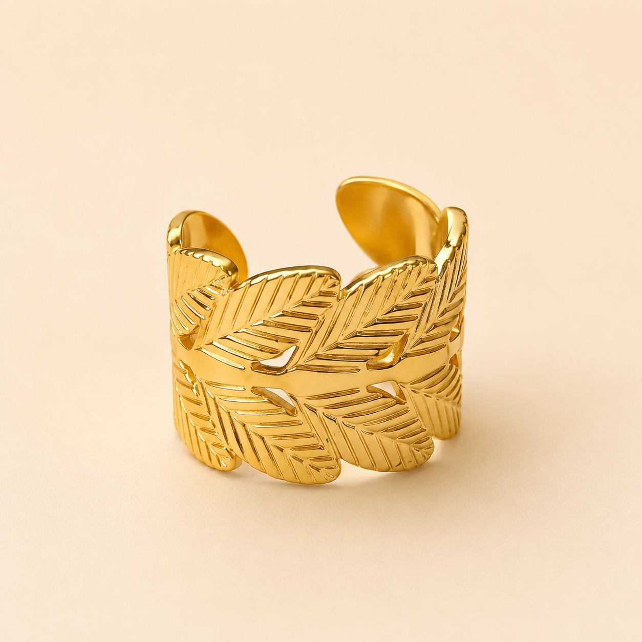 18K Gold Plated Laurel Leaf Ring