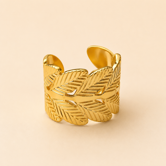 18K Gold Plated Laurel Leaf Ring