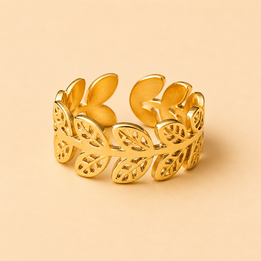 18K Gold Plated Flora Leaf Ring