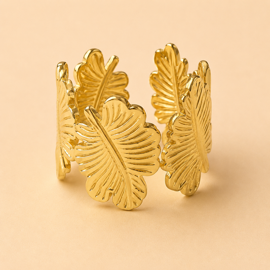 18K Gold Plated Anti-Tarnish Waterproof Botanical Ring