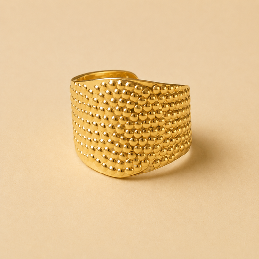 18K Gold Plated Ripple Dot Ring