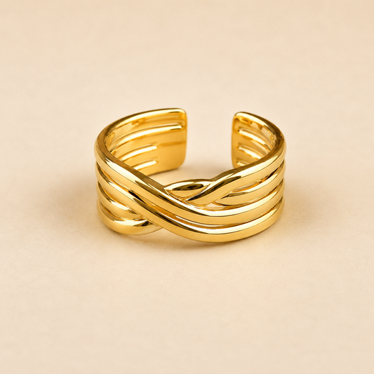 18K Gold Plated  Infinity Weave Adjustable Ring