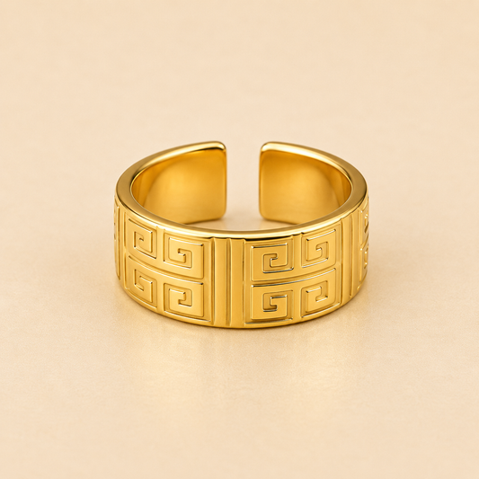 18K Gold Plated  Anti-Tarnish Geometric Band Ring