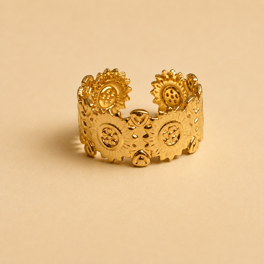 18K Gold Plated Sunburst Floral