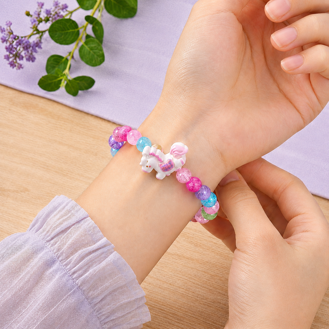 Cute Pony Unicorn Elastic Bracelet for Girls