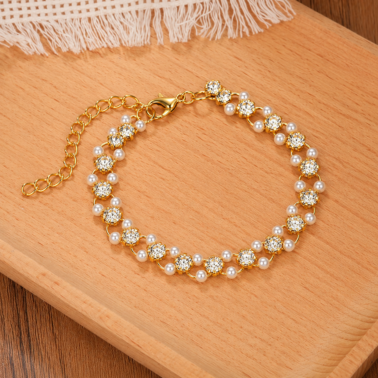 Anti Tarnish Pearl Stone Bracelet for Women