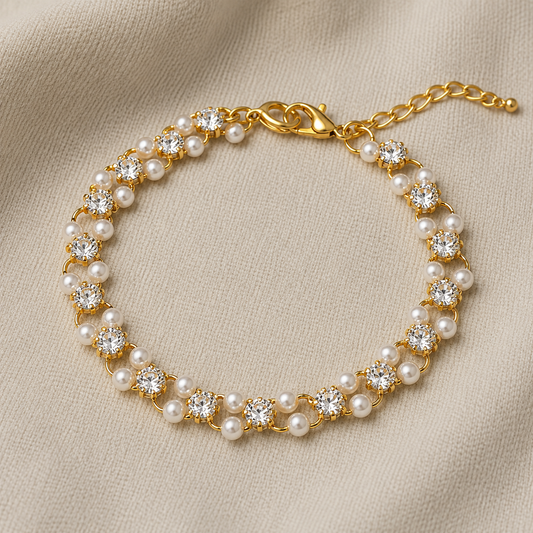 Anti Tarnish Pearl Stone Bracelet for Women