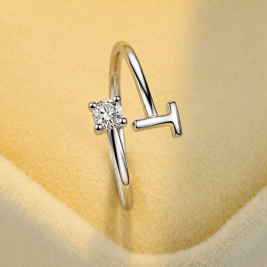Alphabet T Letter Adjustable Ring