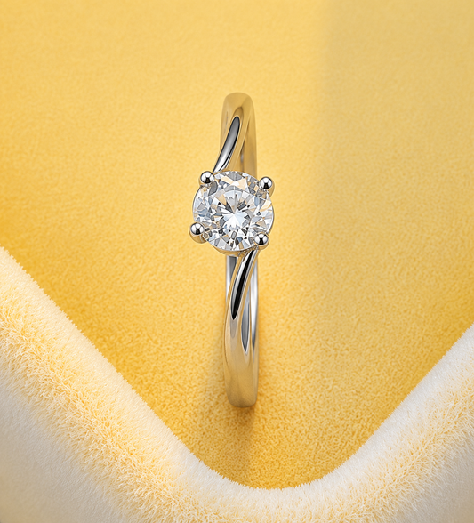 Anti Tarnish Silver Solitaire Crystal Ring