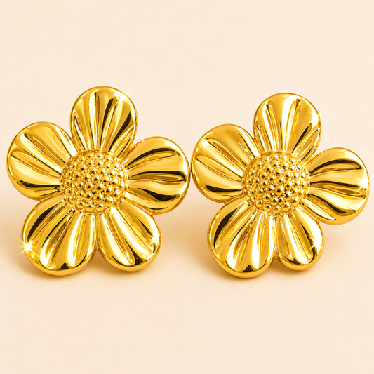 18K Gold Plated Chic Flower Stud Earring