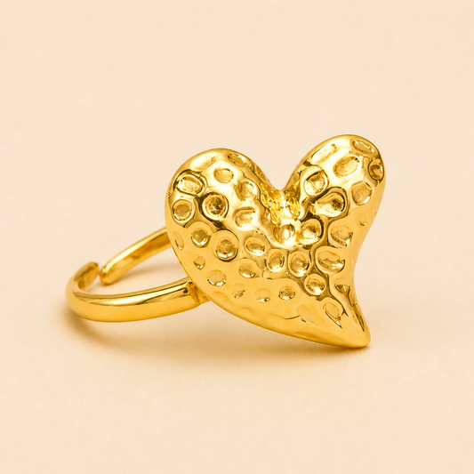 18K Gold Plated Chunky Heart Ring