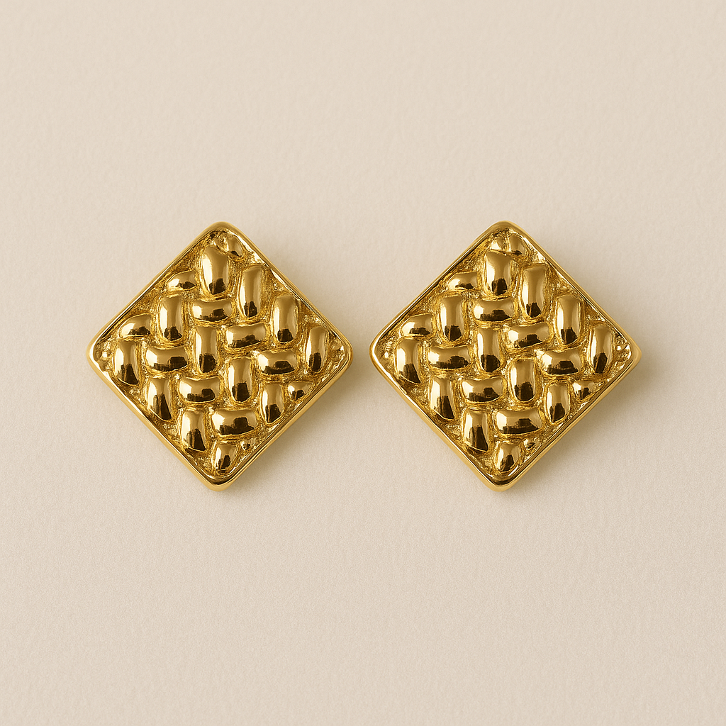 Chunky Golden Square Earring