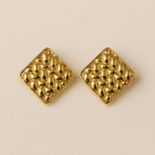 Chunky Golden Square Earring