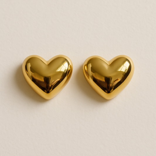 Golden Heart Studs Earrings
