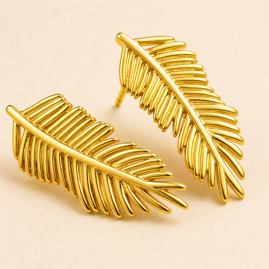 18 K Gold Plated Aurora Palm Leaf Earrings