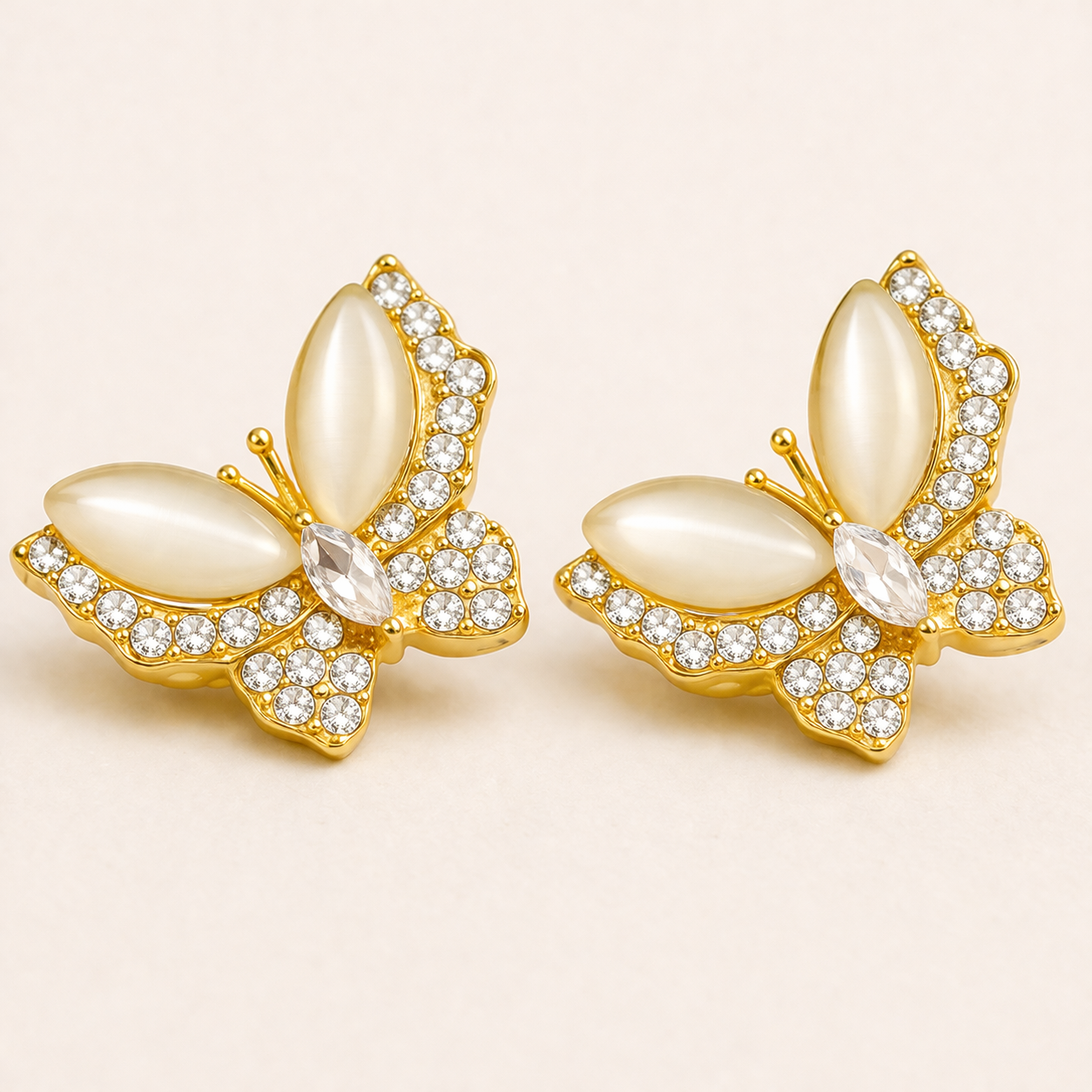 Golden Butterfly Crystal Earrings