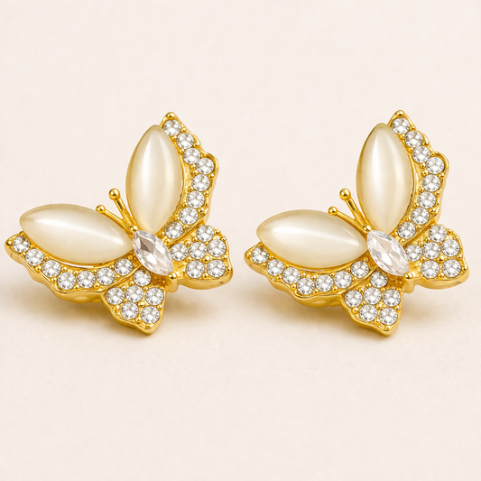 Golden Butterfly Crystal Earrings