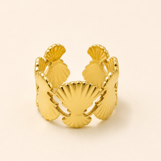 18K Gold Plated Glossy Petal Flower Ring