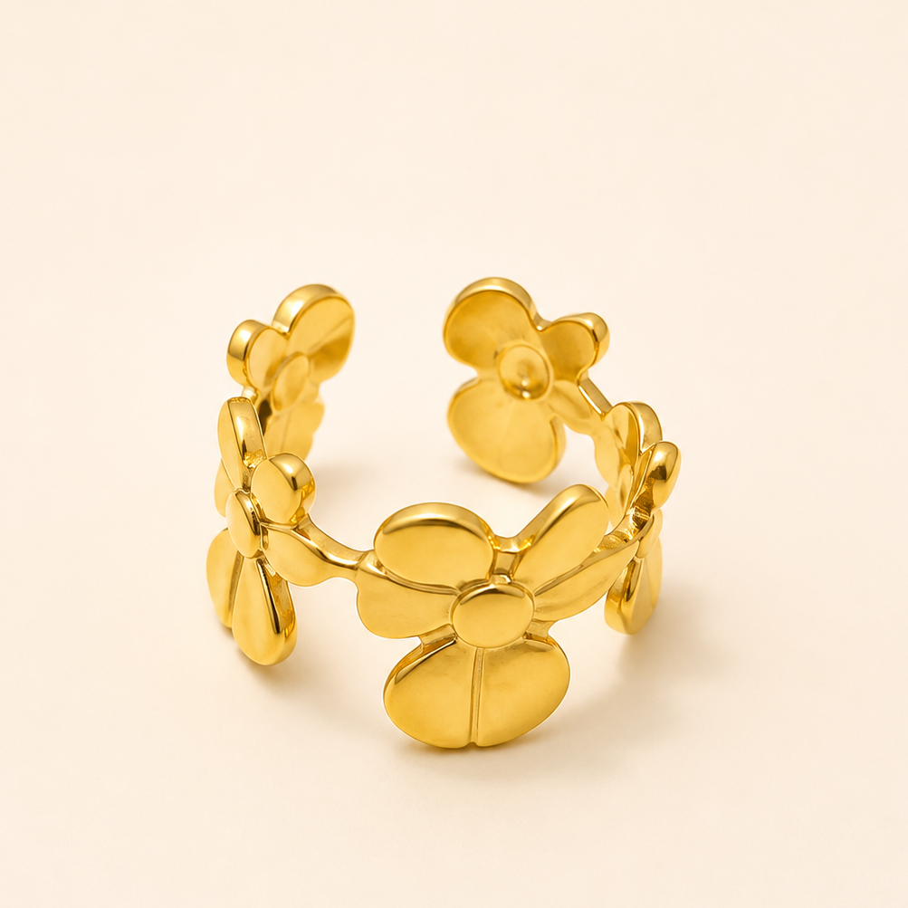 18K Gold Plated Glossy Bow Ring
