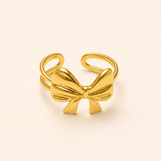 18K Gold Plated Petal Bow Ring