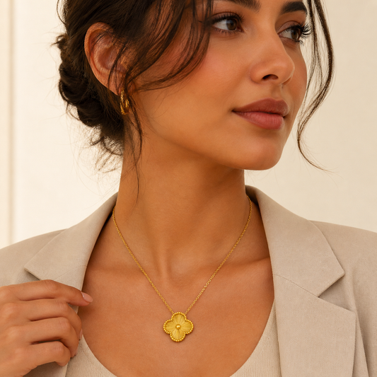 Golden Clover Flower Anti Tarnish Necklace