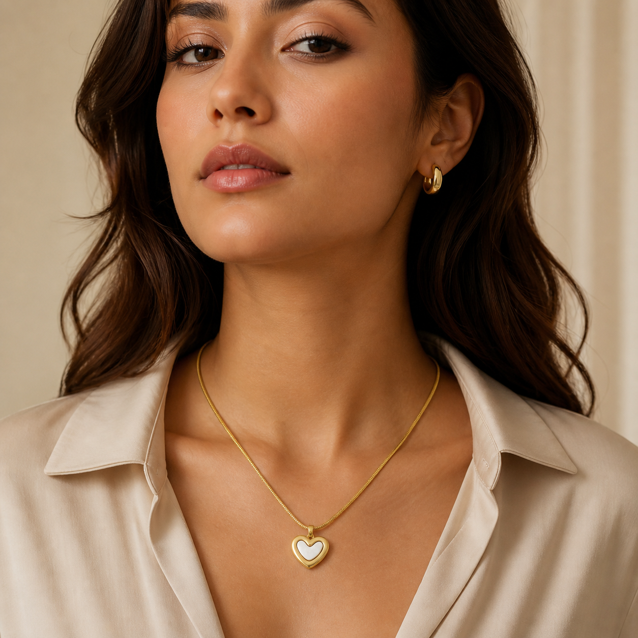 Anti Tarnish White Heart Necklace