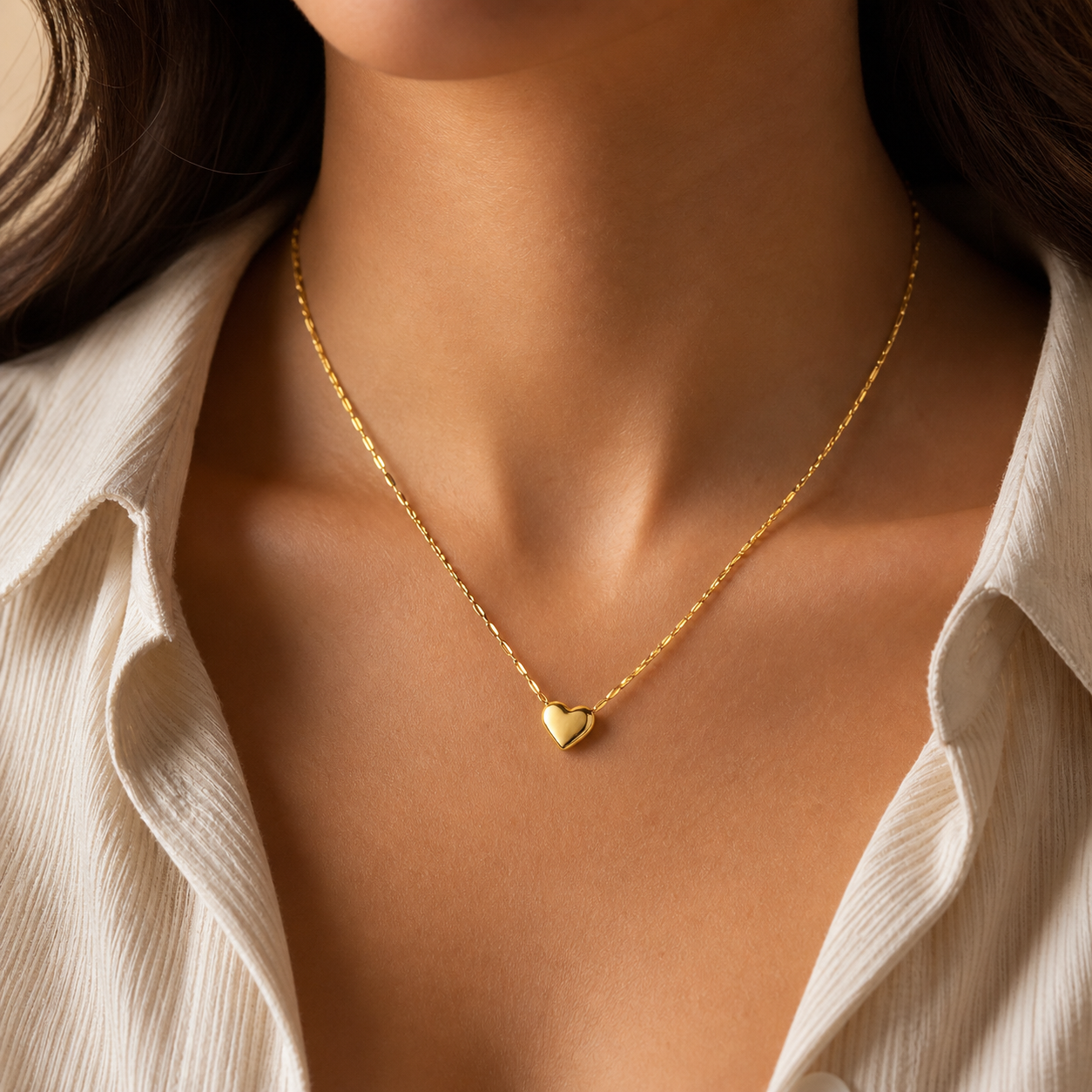 Anti Tarnish Heart Gold Necklace