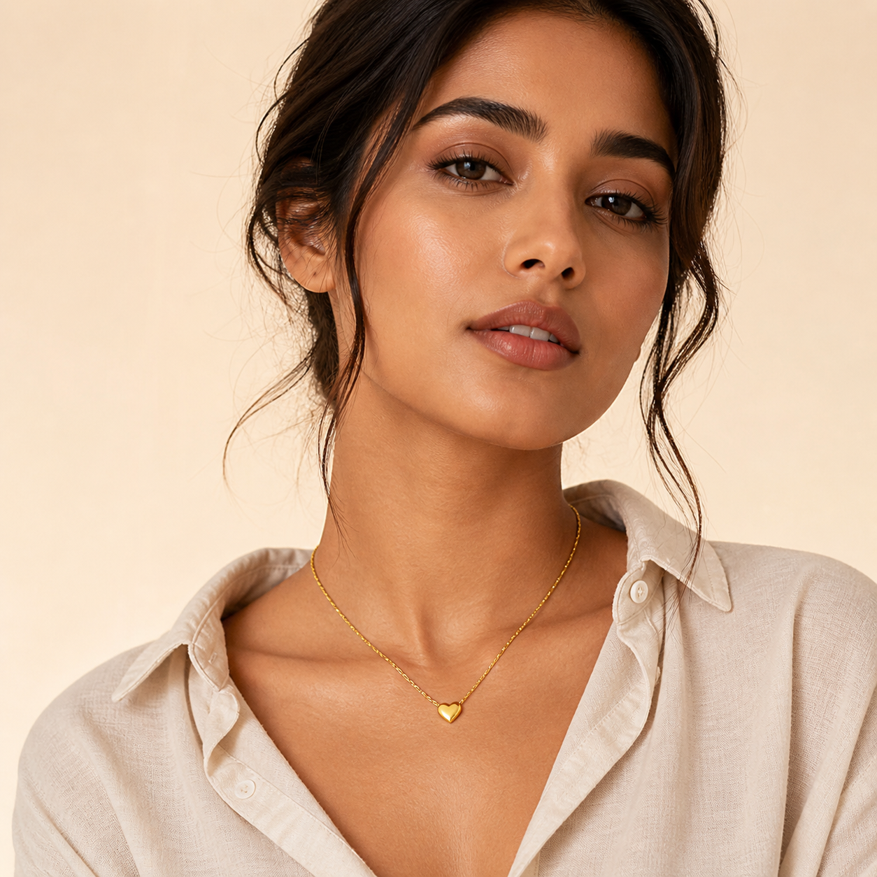 Anti Tarnish Heart Gold Necklace