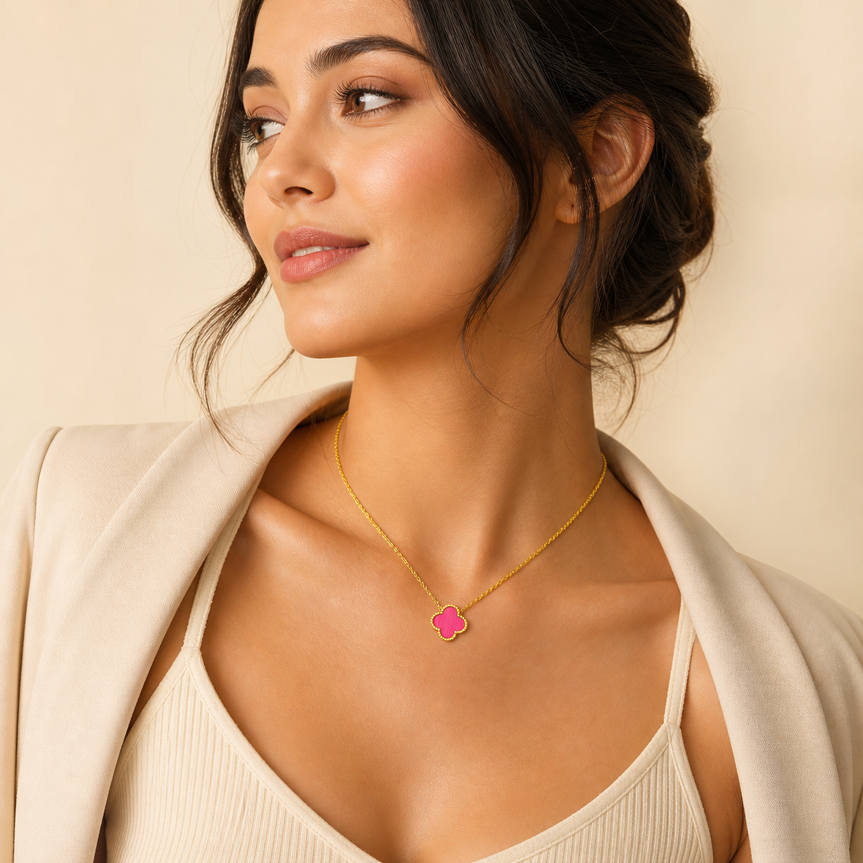 Pink Clover Necklace