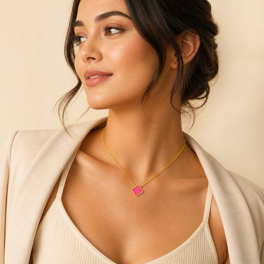 Pink Clover Necklace
