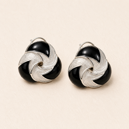 Monochrome Swirls Design Earring