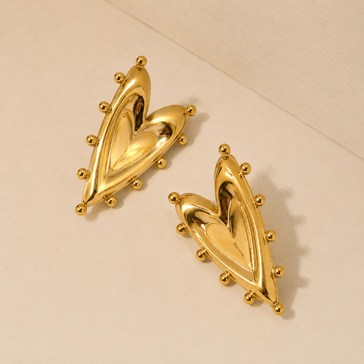 18K Gold Plated Golden Heart Glow Earrings