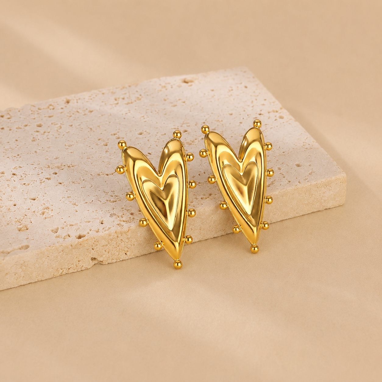 18K Gold Plated Golden Heart Glow Earrings