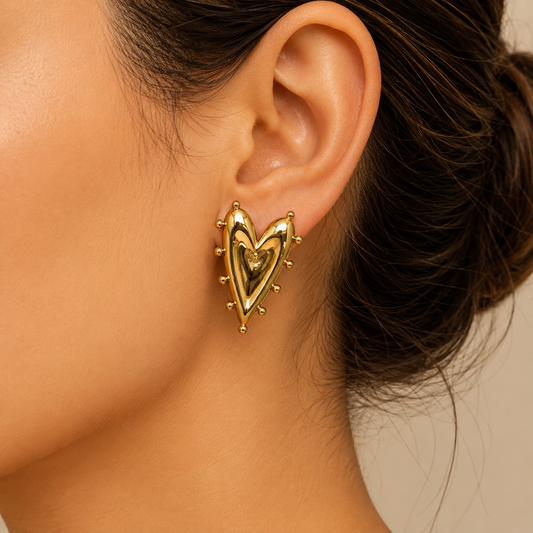 18K Gold Plated Golden Heart Glow Earrings