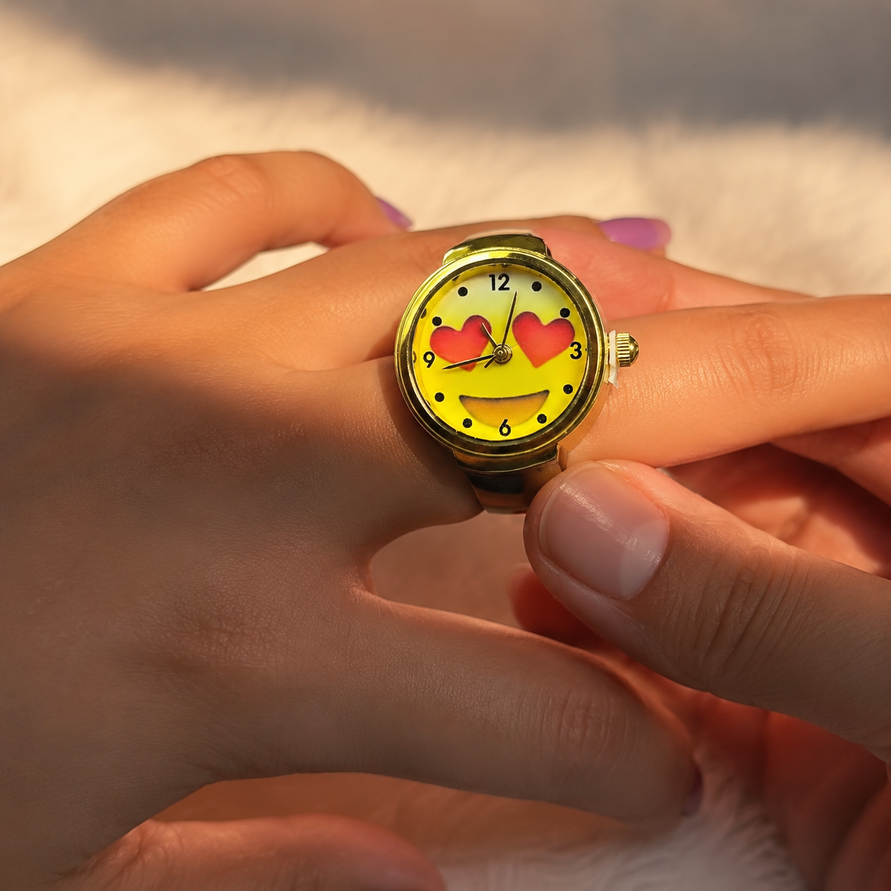 Trendy Smiley  Ring Watch