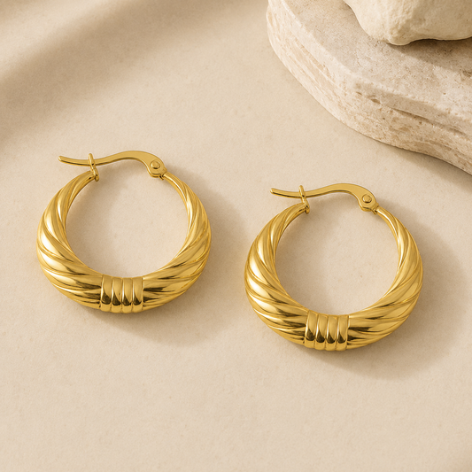 18k Gold Plated Round Thread Hoop Earring