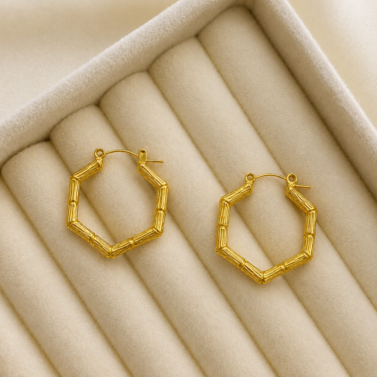 18k gold plated Golden Hexa Hoop Earring