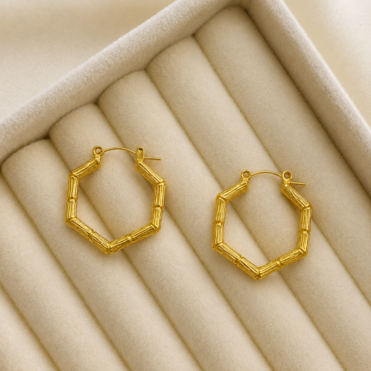 18k gold plated Golden Hexa Hoop Earring