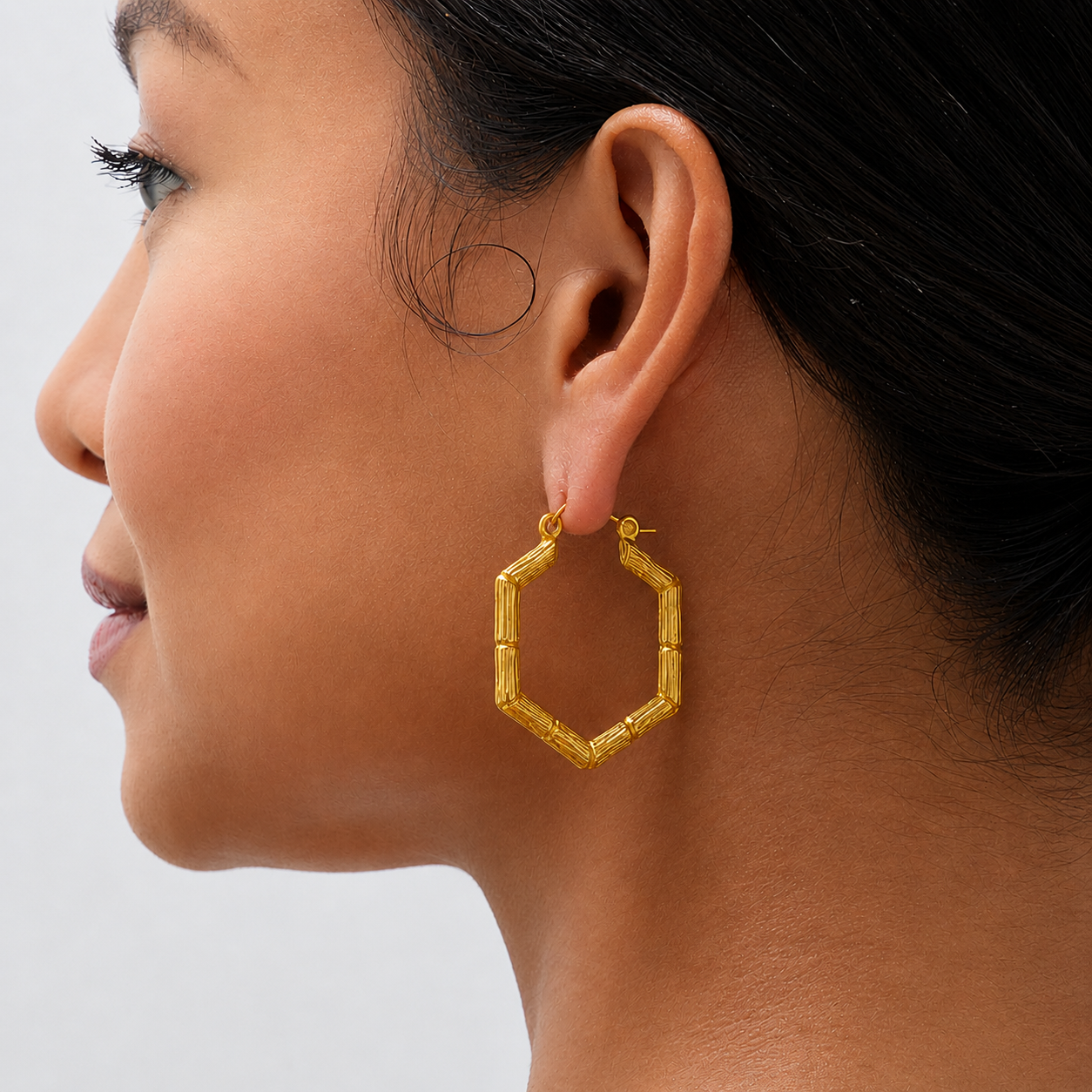 18k gold plated Golden Hexa Hoop Earring