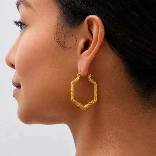 18k gold plated Golden Hexa Hoop Earring