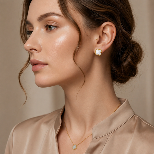 White Four Leaf Clover Anti Tarnish Earring Rs. 99