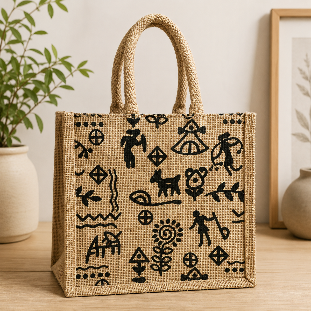 FolkArt Jute Tote Bag