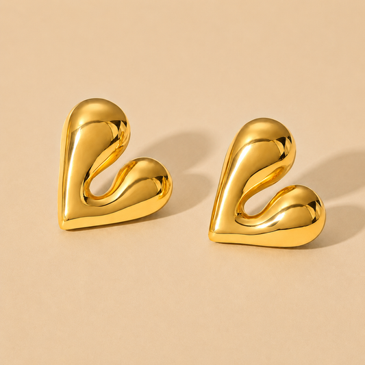 18K Gold Plated Modern Heart Glow Earrings