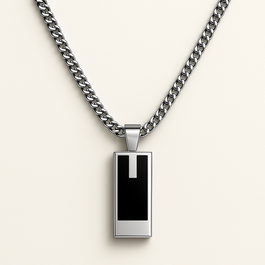 Men - Stainless Steel Black Pendant Necklace