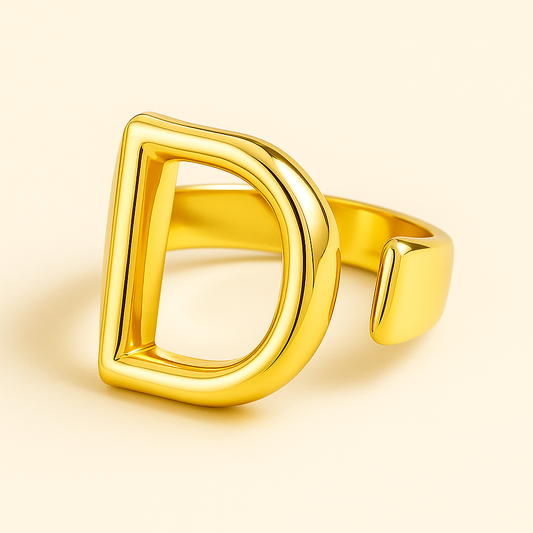 18k Gold Plated Letter "D" Ring