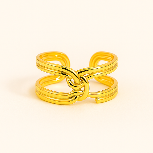 Eternal Knot 18K Gold Adjustable Ring