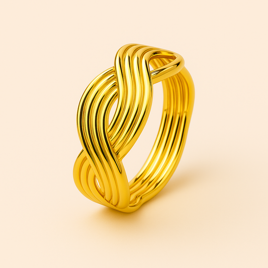 18k Gold Plated Golden Weave Luxe Ring