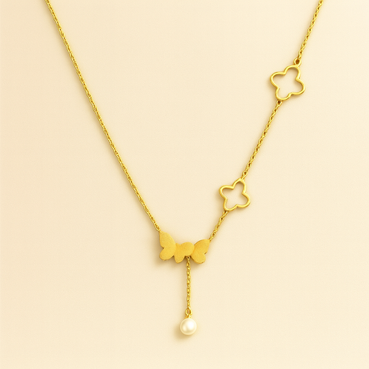 18k Gold Plated Butterfly Bloom Necklace